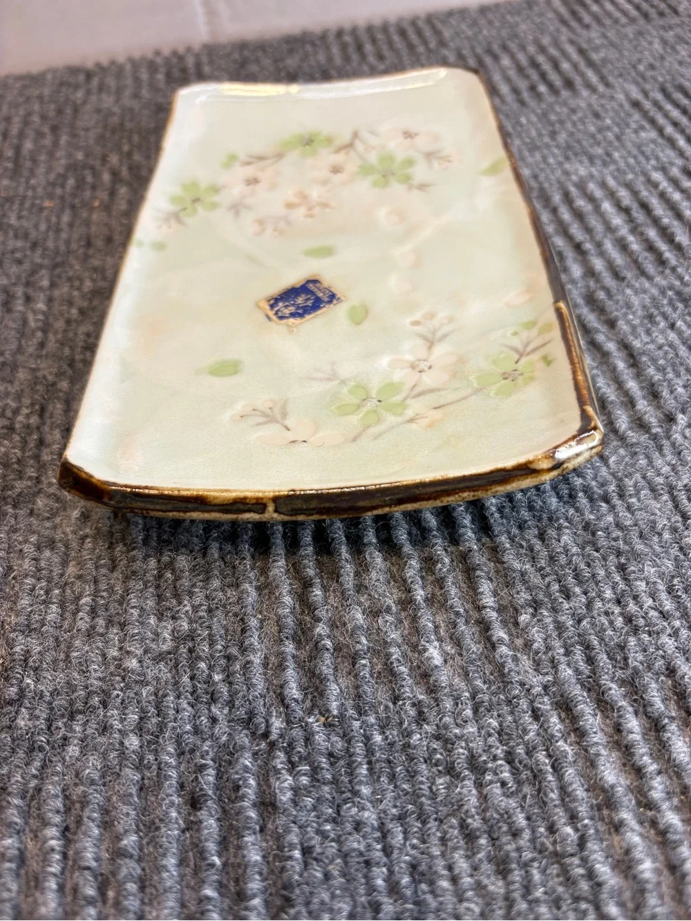 Japanese-made porcelain jewelry tray/soap dish/sushi plate/ w/cherry blossoms